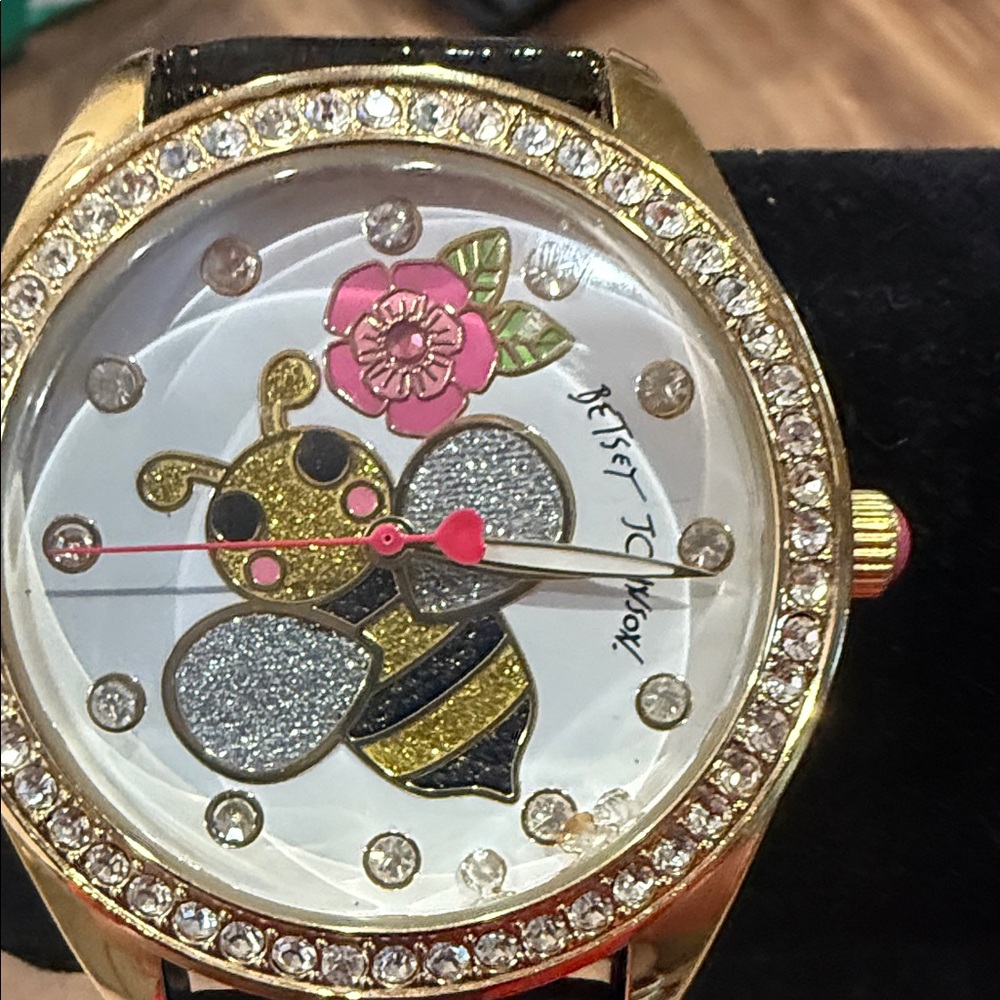 NEW Betsey Johnson Gold and Black Bee Watch